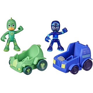 PJ Masks Gecko vs Night Ninja Fahrzeuge Battle-Pack Vorschulspielzeug, Fahrzeug und Figurenset für Kinder ab 3 Jahren, F2841, Mehrfarbig