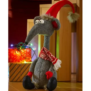 Marco Paul Neuheit weicher Plüsch Weihnachten Renton Ratte Ornament Freistehend Sammlerstück Weihnachtsdekoration Nager Tier Figur Festival Accessoires Furry Stoff Weihnachtsmann Statue