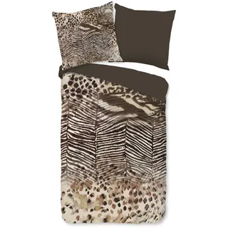 PURE luxury collection Wendebettwäsche »Skins« 2 Stk. tlg. Mikrofaser, 135x200, 2 Teilig, Pflegeleicht, Wendeoptik, Leopard Braun