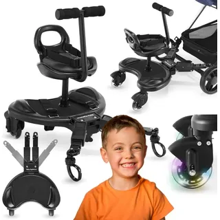 Board mit Sitz für Kinderwagen Universelle Plattform für ältere Kinder, Buggy Board Trittbrett Mitfahrbrett passend für jeden Kinderwagen