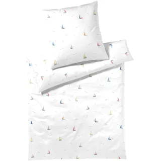elegante Mako Satin Bettwäsche Sail Away weiß
