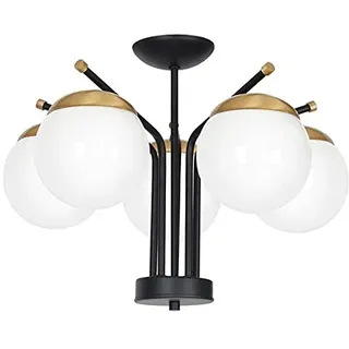 Homemania Kronleuchter, Metall Glas, Schwarz/goldfarben