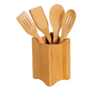 Kesper Küchenhelfer-Set, 5-teilig, 1 x viereckiger Besteckständer + 2 x Pfannenwender + 2 x Löffel, 1 Set