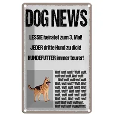 Blechschild 18x12 cm - Dog news Leesie heiratet zum 3