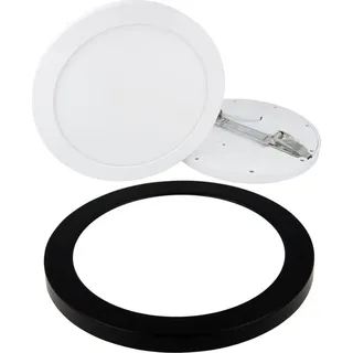 18W LED Panel Aura Smart Easy Fix Dimmbar IP20 Einbau Strahler Aufputz Spot Farbeinstellung 2800K-6500K Deckenleuchte Rund mit Rahmen Schwarz - Schwarz