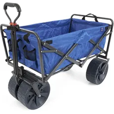 Mac Sports Heavy Duty Steel Frame Collapsible Folding 68 kg Capacity Outdoor Beach Garden Utility Wagon Cart with 4 All Terrain Wheels, Blue/Black