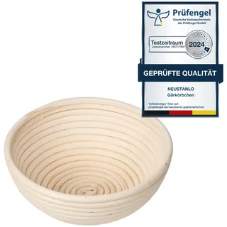 Neustanlo - Gärkörbchen rund 18 cm für bis zu 500g Brot - Gärkorb zum Brot backen - für perfekt geformtes, handgemachtes Brot - naturbelassener Gärkorb zum Brotbacken