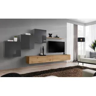 Wohnwand Braun TV Ständer Set Wohnzimmermöbel TV Ständer Sideboard Wandregal Neu - Braun