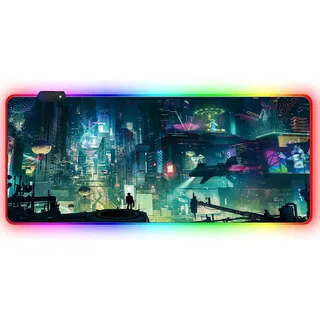 RGB-Mauspad XXL – Gaming-Mauspad 900 x 400 – LED 7 Farben – 4 Lichteffekte – verstellbar rutschfest waschbar – für PC Desktop und Laptop Modern C06