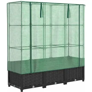 vidaXL Hochbeet mit Gewächshaus-Aufsatz 120 x 40 x 138 cm Schwarz