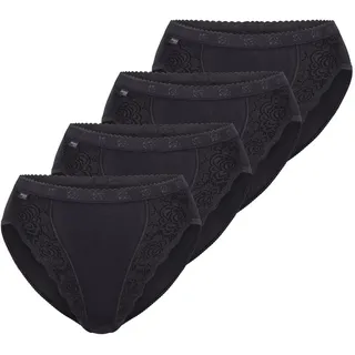 Sloggi Damen Unterhose Chic Tai , 4-Pack, 36, Schwarz