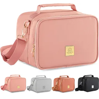 Umami Premium Kühltasche Klein, Lunchbag für Arbeit, Reisen, Büro, Picknick, Mini-Lunchbag Isoliert aus veganem Leder, Faltbare Lunchtasche, Kleine Kühltasche, Isoliertasche 4L, Wildrose