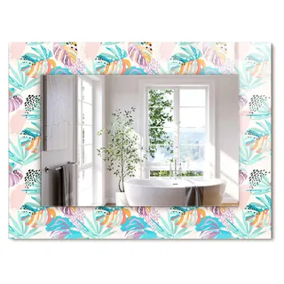 Bunte tropische Blätter – Rechteckiger Spiegel mit Druck 80x60 cm – Modern - Dekorativ für die Wand