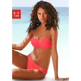 Bügel-Bandeau-Bikini BUFFALO, Damen, Gr. 40, Cup E, rot (hummer), Polyamid, Flechtoptik, Bikini-Sets Bügel-Bandeau-Bikini, trendiger Look, mit abnehmbaren Trägern, mit geflochtenen Details