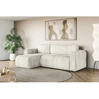OTTO home "Zacharia wahlweise Schlafsofa mit Bettkasten, B/T/H 250/166/86 cm", L-Form mit Wellenunterfederung, Recamiere beidseitig montierbar,