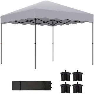 Outsunny Pavillon ca.3x 3m , Hellgrau , Metall , 297x287x297 cm , Sonnenschutz, Pavillons