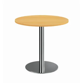 Venda Konferenztisch , Buchefarben, Chromfarben , Metall, Holzwerkstoff , rund , Säule , 80x74x80 cm , Fsc, DIN EN ISO 14001, DIN EN ISO 9001 , Büromöbel, Schreibtische, Besprechungstische