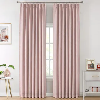 Vision Home Pink Total Verdunkelungsvorhänge, Pinch Plissee, Raumverdunkelung, Fensterpaneele 241.3 cm für Mädchen, Schlafzimmer, Wohnzimmer, wärmeisoliert, Rückenlaschen, 101.6 cm Bx245 cm Lx2 cm