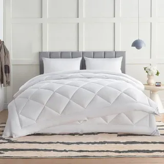 WAVVE Steppdecke 240x220 cm 2er Set Winter 300gsm und Sommer 150gsm - Weiß