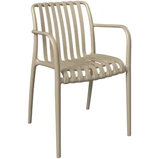 Ambia Garden Stapelsessel , Beige , Kunststoff , Rundrohr , 55x81x57 cm , stapelbar, inklusive Armlehnen , Gartenmöbel, Balkonmöbel, Balkonstühle