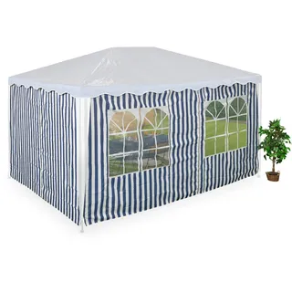 Relaxdays Seitenteile für 3x4m Pavillon 2 Stück Blau/Weiß 4 x 2 m