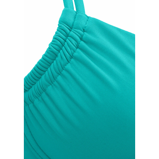 Bügel-Bikini-Top BUFFALO "Happy", Damen, Gr. 38, Cup B, blau (türkis), Microfaser, Polyamid, unifarben, Bikini-Oberteile Bügel-Bikini-Top, seitlich zu raffen, Topseller