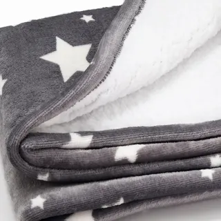 FENSILO Babydecke Bettdecke Kinderwagen Geschenk Decke Baby-Überwurfdecke Kinderdecke Kuscheldecke Tagesdecke Plüsch warme 94x72 Neugeborene Krabbeldecke Gray Stars