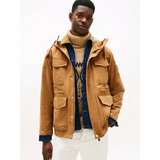 Funktionsjacke TOMMY HILFIGER "WET WEATHER JACKET", Herren, Gr. XL, timeless tawny, Web, Obermaterial: 85% Polyester, 15% Polyamid, unifarben, regular fit normal, Rundhals, eingesetzt gerader Abschluss, Jacken Funktionsjacke, Winterjacke, Outdoorjacke