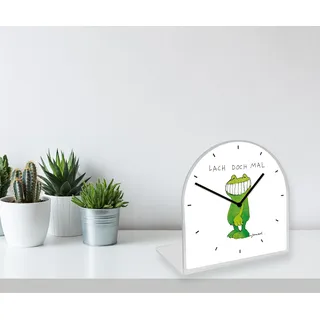 Tischuhr LUCKYLINDE "Der Frosch Janosch", grün, Tischuhren, Tischuhr, Tischuhr aus Acrylglas, Uhr, bedruckt, geräuschlos, modern