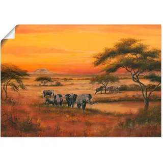 Artland Wandbild »Afrika Elefanten«, Afrika, (1 St.), als Alubild, Outdoorbild, Leinwandbild, Poster in verschied. Größen, orange