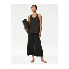 Womens Goodmove Relaxed Pleat Back Yoga Vest - Black, Black - 18