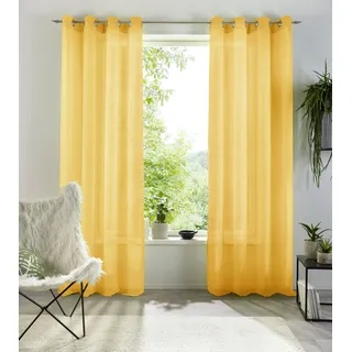 Gardine OTTO HOME "XANA" Gr. 1, gelb, B:145cm H:145cm, Voile, Polyester, Gardinen, Gardine, Bestseller, einfarbig, 1 bzw. 2er Set, pflegeleicht, Bestseller, Topseller