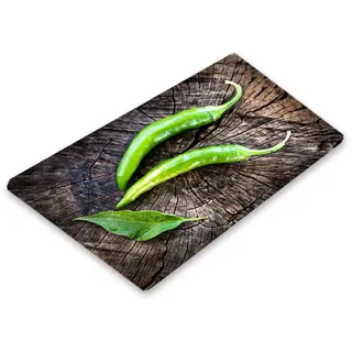 Glaskeramikkochfeldabdeckung 30x52cm Herdabdeckplatten Induktion Herdschutz Deko Glasplatte Schneidebrett Sicherheitsglas Spritzschutz 1848 (Chili Grün)