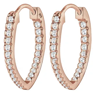 Elli Ohrringe Damen Oval Creolen mit Zirkonia in 925 Sterling Silber rosé vergoldet