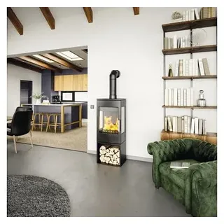 Kaminofen Haas & Sohn Wien-III Stahl schwarz 7 kW mit Holzfach