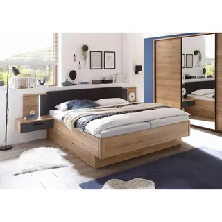 Livetastic Bettanlage , Graphitfarben, Eichefarben , Holzwerkstoff , 180x200 cm , Beleuchtung, für Rollrost geeignet, für Lattenrost geeignet , Schlafzimmer, Komplette Schlafzimmer und Serien, Schlafzimmerserien