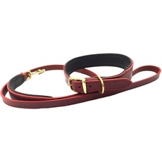 DoggyHQ The Vintage Halsband und Leine (Claret Red) – Größe XL