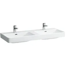 Laufen PRO S Doppelwaschtisch, 3 Hahnlöcher, mit Überlauf, 1200x460mm, H814966, Farbe: Weiß mit LCC Active