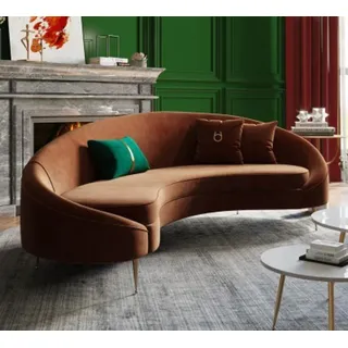 Ecksofa 3 Sitzer Polster Samt Modern Relax Sitz Luxus Möbel Wohnlandschaft Eck - Braun