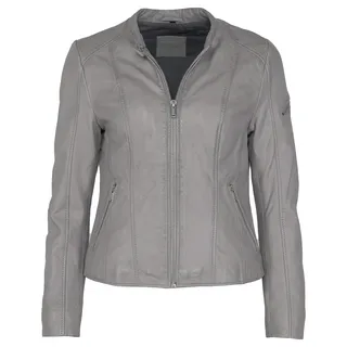Bikerjacke MUSTANG "Lederjacke 31021532", Damen, Gr. XL, grau, Obermaterial: 100% Lammleder LEL. Futter: 100% Baumwolle CO., Jacken Bikerjacke