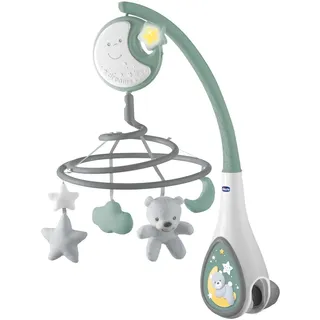 Chicco Next2Dreams Baby-Mobile mit Spieluhr für Kinderbett und Bett, 3-in-1,kompatibel mit Next2Me-Kinderbett mit Soundeffekten, Nachtlichtprojektor und klassischer Musik,0+ Monate,grün