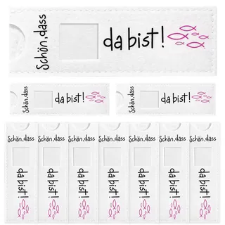 Bellanova 10 Stück Filzhülle für Schokolade 14 × 5 cm (Weiß-Rosa Fisch) | Wiederverwendbare Geschenk-Hüllen ohne Schokolade für Dankeschön, Motivation, Team und Taufe