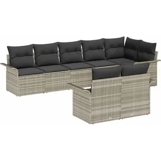 vidaXL Gartensofa-set mit Speicher 8 pcs Hellgrau Poly-Rattan - Grau