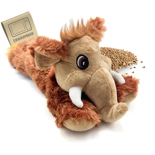 Habibi Plush Wärmekissen/Stofftier f. Kinder und Erwachsene – 1618 Mammut mit Hirsefüllung, Wärmekuscheltier zum Erwärmen in der Mikrowelle/Backofen, ideal auch für Babys