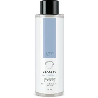 ipuro Classic Raumduft Nachfüllflasche BALANCE 240ml | Raumerfrischer mit maritimen Noten, Orange & Bergamotte, Wasserlilie & weißem Tee | Nachfüller für Diffuser mit Stäbchen | Lufterfrischer Refill