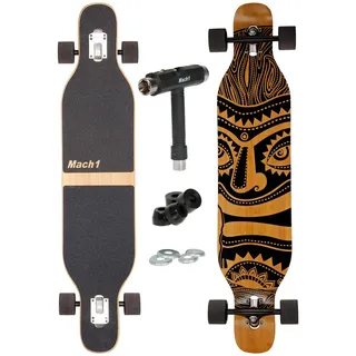Camber Longboard mit Keramik Kugellager in Flex1 Drop Through Cruiser Freeride Skaten Komplettboard mit T-Tool