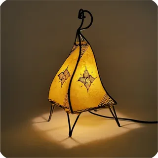 Orientalische Lampe Hennalampe marokkanische Lederlampe Tischleuchte Stehleuchte Mellah Orient 35-38 cm, gelb - Gelb