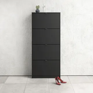 Home Affaire Schuhkipper 70 x 16 x 24,05 cm 4-türig schwarz matt / schwarz