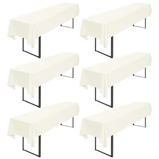 6 Stück Elfenbeinfarbene Biertisch Tischdecke Dick 200GSM,250 x 100 cm