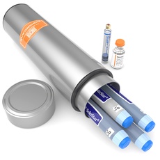 DISONCARE 60H Insulin Pen Kühltasche, 2-8 Grad HarterKühler Beobachtbare Temperatur | Tragbaren Medikamente Kühlbox Reise TSA Zugelassen | Diabetiker Tasche mit 2 Kühlakkus